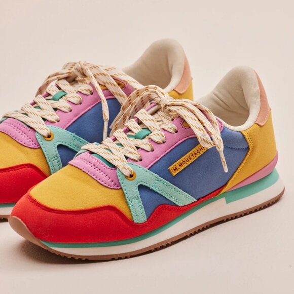 M. Moustache Andrée low sneakers in Sweden Vegan Coral Mustard Ocean - Picture 1 of 14